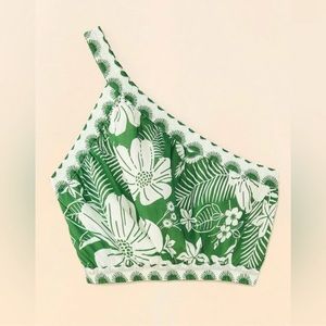 FARM Rio Off-White Macaw Elegance Crop Top NWT